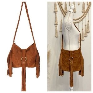 JJ Winters Sandra brown suede boho bag fringe crossbody purse leather festival